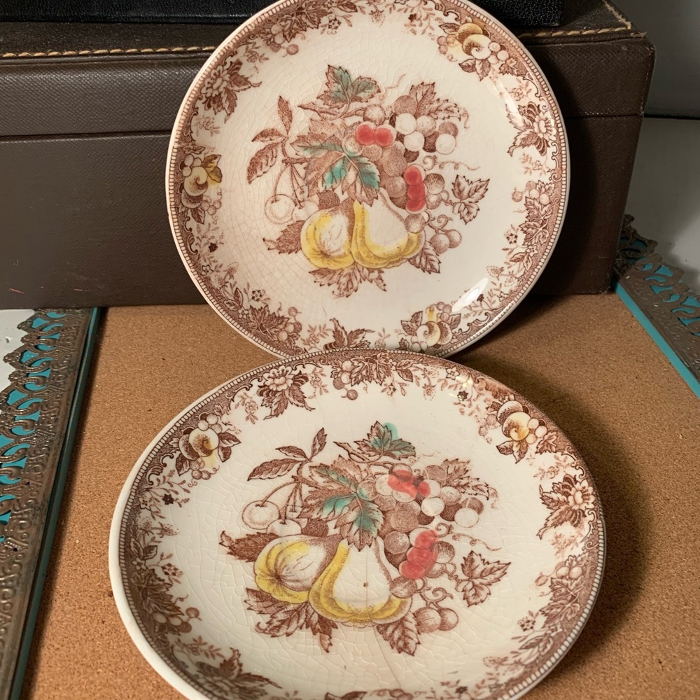 Vintage Saucers Harvest Pattern Japan Set of 2 (B20)